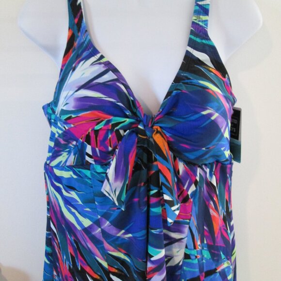 Swim Solutions Printed Bow-Front Swim Dress NWT sz 18 - Picture 5 of 11